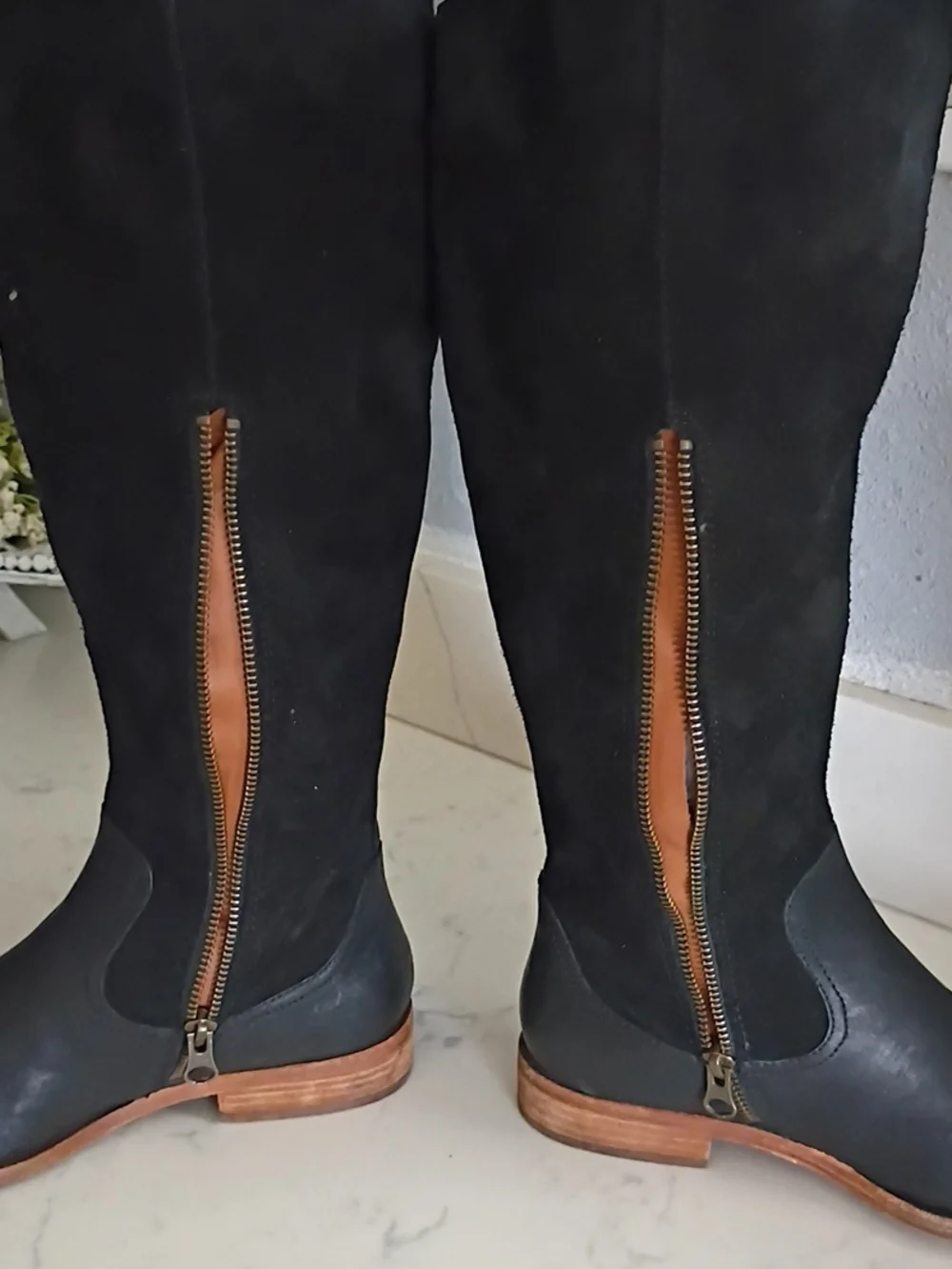 Kork Ease Black Leather & Suede Knee-High Women's Riding Boots